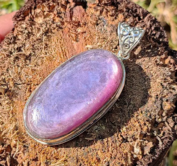 Beautiful.! Lepidolite Pendant - Natural Gel Pink Lepidolite Stone - Gift Jewelry - 925 Silver Pendant - Healing Crystal - Lepidolite