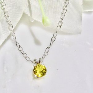 Shop Yellow Sapphire Pendants! Beautiful Round Lab Created Yellow Sapphire Pendant, 2 Carats (8mm) Sterling Silver Necklace with Chain, Solitaire Necklace | Natural genuine Yellow Sapphire pendants. Buy crystal jewelry, handmade handcrafted artisan jewelry for women.  Unique handmade gift ideas. #jewelry #beadedpendants #beadedjewelry #gift #shopping #handmadejewelry #fashion #style #product #pendants #affiliate #ad