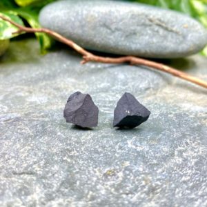 Shop Shungite Earrings! Black Shungite Stud Earrings / Raw Shungite / Shungite Jewelry / Russian Shungite / Shungite Earrings / EMF Blocking stone / fullerenes | Natural genuine Shungite earrings. Buy crystal jewelry, handmade handcrafted artisan jewelry for women.  Unique handmade gift ideas. #jewelry #beadedearrings #beadedjewelry #gift #shopping #handmadejewelry #fashion #style #product #earrings #affiliate #ad