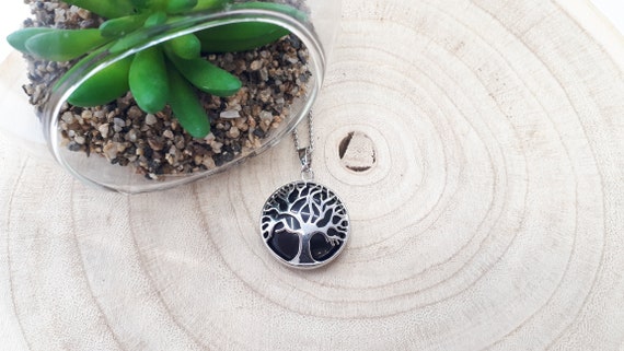 Black Tourmaline Necklace Tree Of Life - Tourmaline And Silver - Black Tourmaline Necklace For Woman, Tourmaline Tree Pendant Gift For Her