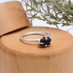 Shop Black Tourmaline Rings! Black Tourmaline Ring / Raw Tourmaline Ring / Natural Rough Stone Jewelry / Handmade Ring / Boho Ring / October Birthstone / Gift For Girls | Natural genuine Black Tourmaline rings, simple unique handcrafted gemstone rings. #rings #jewelry #shopping #gift #handmade #fashion #style #affiliate #ad