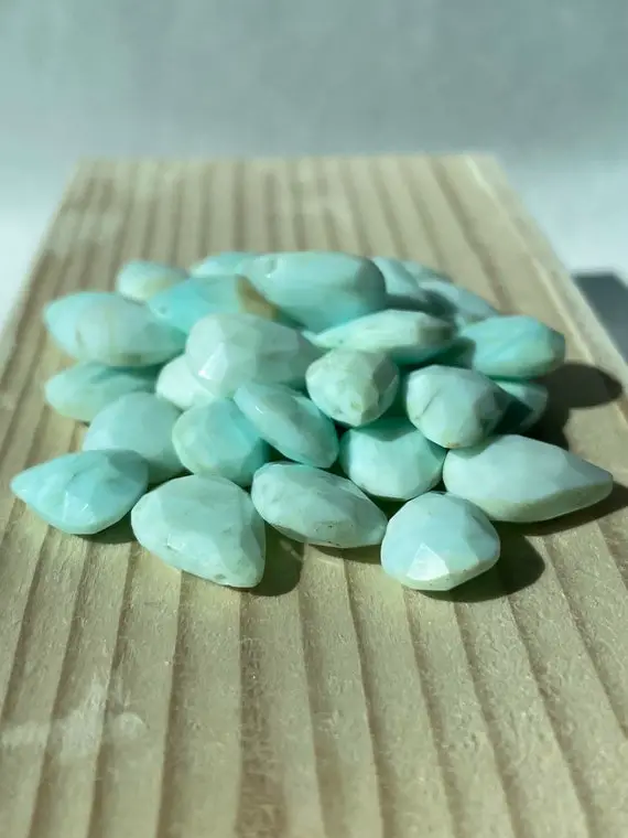 Blue Opal Teardrop Beads Top Drilled Faceted 15x10mm