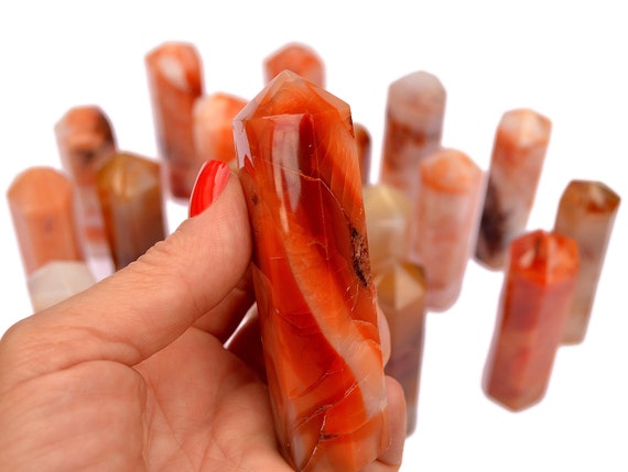 Carnelian Tower (90mm), Generator Wand Point, Sacral Chakra Obelisk For Meditation, Wholesale Available
