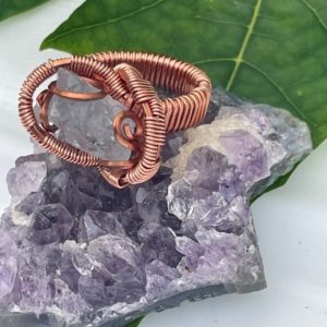 Celestite Copper Wire Wrapped ring | Natural genuine Celestite rings, simple unique handcrafted gemstone rings. #rings #jewelry #shopping #gift #handmade #fashion #style #affiliate #ad
