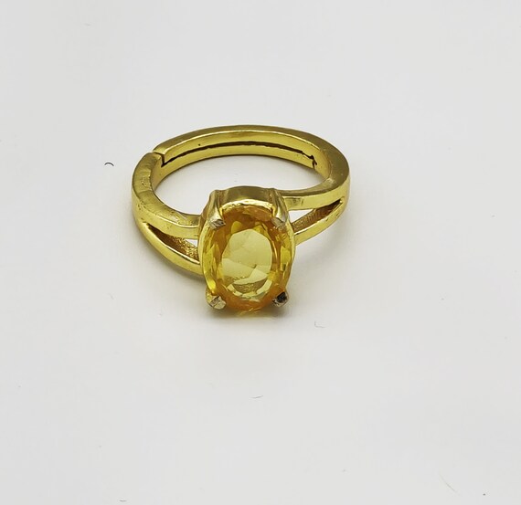 Certified Natural Yellow Sapphire Ring & Pukharaj Panchdhatu Handmade Ring, Gift For Her Birthstone Rings Women Gift For Him