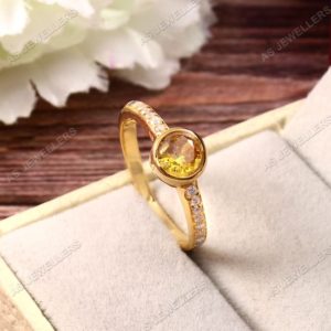 Shop Yellow Sapphire Rings! Ceylon Yellow Sapphire Ring Sapphire Round Ring Solitaire Ring Gift For Her Handmade Ring Sterling Silver Ring Wedding Ring Valentine Gift | Natural genuine Yellow Sapphire rings, simple unique alternative gemstone engagement rings. #rings #jewelry #bridal #wedding #jewelryaccessories #engagementrings #weddingideas #affiliate #ad