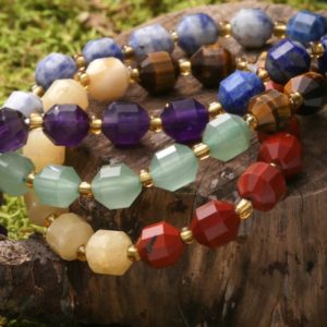 Shop Chakra Beads! Chakra Bead Mix (Red Jasper, Tiger Eye, Calcite…) Energy Tube Cut 8x7mm | Shop jewelry making and beading supplies, tools & findings for DIY jewelry making and crafts. #jewelrymaking #diyjewelry #jewelrycrafts #jewelrysupplies #beading #affiliate #ad