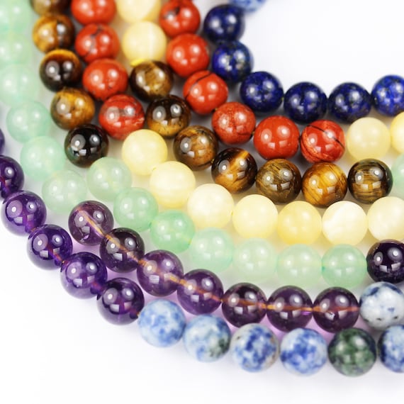 4mm Chakra Gemstone Beads, Amethyst, Lapis, Aventurine, Jasper (15.5 Inch)