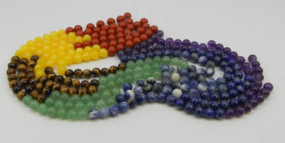 CHAKRA BEADS, semi precious gems for yoga jewelry, gemstone beads, beading supplies, destash beads, jewelry supplies, mala beads