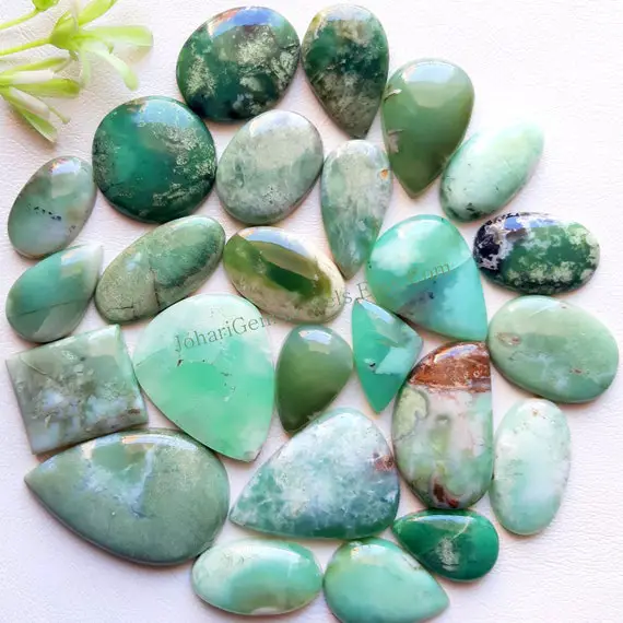 Chrysoprase Cabochon Wholesale Lot, Aaa+ Natural Chrysoprase By Weight With Different Shapes And Sizes Used For Jewelry Making