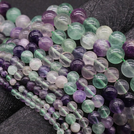 Colorful Fluorite Natural Gemstone 4~12mm Round Smmoth Stone Beads For Diy Jewelry Making