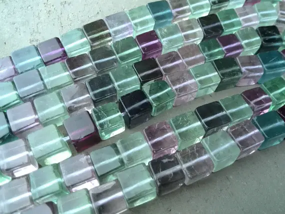 Cube Multicolor Fluorite Beads Square Fluorite Bead 6mm Cubic Stone Bead 15 Inches Strand 1519