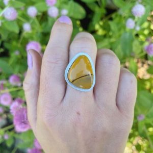 Shop Mookaite Jasper Rings! Custom Size Mookaite Ring, Finished to Your Size Ring, Sterling Silver Statement Ring, Handcrafted Natural Bohemian Mookaite Chunky Ring | Natural genuine Mookaite Jasper rings, simple unique handcrafted gemstone rings. #rings #jewelry #shopping #gift #handmade #fashion #style #affiliate #ad