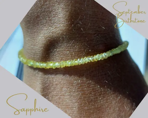 Dainty Sapphire Bracelet, Yellow Sapphire Bracelet, September Birthstone Bracelet, Silver Sapphire Bracelet, Minimalist Sapphire Bracelet
