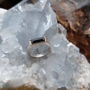 Shop Jet Rings! Dainty Solid Silver Carved Whitby Jet Ring | Natural genuine Jet rings, simple unique handcrafted gemstone rings. #rings #jewelry #shopping #gift #handmade #fashion #style #affiliate #ad