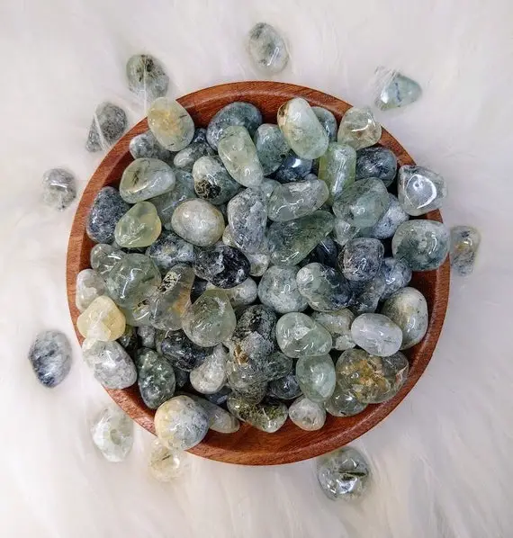 Epidote And Prehnite Tumbled Stone From Mali Small Sized / Polished Pebble For Crystal Healing & Grids / Reiki / Meditation / Energy Work /