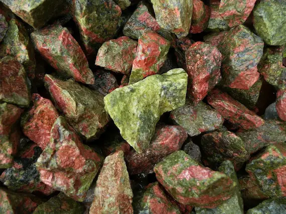 Fantasia Materials: 1 Lb Unakite Mine Run Rough From The Usa- Raw Natural Crystals For Tumbling, Wrapping, Polishing, Reiki And More!
