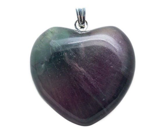 Fluorite Heart Pendant(25mm)|fluorite Jewelry|fluorite Pendant|crystal Jewelry|crystal Healing|crystal Heart Pendant|crystal Healing|