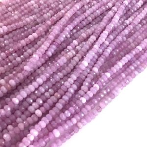 Shop Jade Faceted Beads! Lavender Purple Jade Faceted Rondelle Beads 14" 4x3mm Natural Jade Sparkle Gemstone Beads for Necklace,Bracelet | Natural genuine faceted Jade beads for beading and jewelry making.  #jewelry #beads #beadedjewelry #diyjewelry #jewelrymaking #beadstore #beading #affiliate #ad