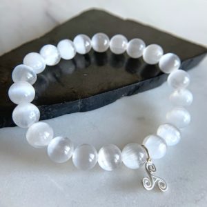 Shop Selenite Bracelets! Genuine Very High Quality 8mm Selenite Bracelet, Divine Light & Love, Light Body Stone, Purification, Cleansing, Clarity, Connection, Boho | Natural genuine Selenite bracelets. Buy crystal jewelry, handmade handcrafted artisan jewelry for women.  Unique handmade gift ideas. #jewelry #beadedbracelets #beadedjewelry #gift #shopping #handmadejewelry #fashion #style #product #bracelets #affiliate #ad