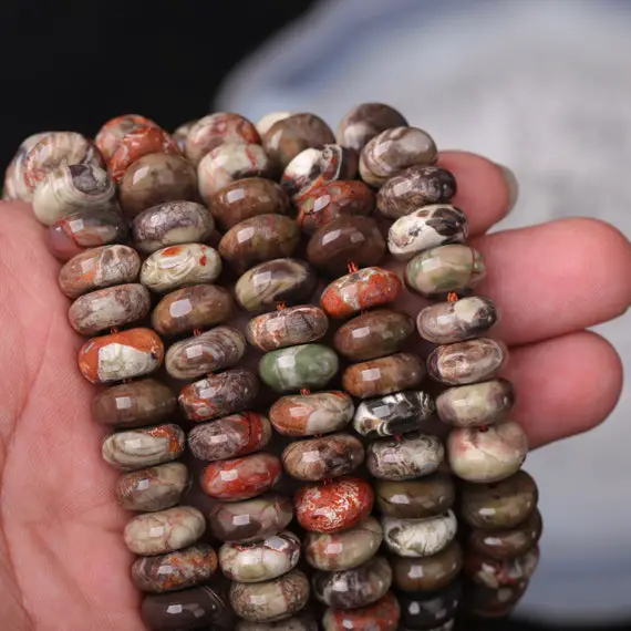 Genuine Natural Ocean Jasper Gemstone Beads,rondelle Beads,spacer Stone Beads,jewelry Supplies 6x12mm