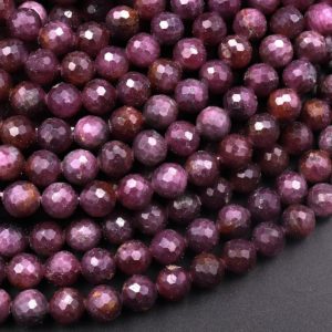 Genuine Natural Purple Red Ruby Gemstone Faceted 3mm 4mm 5mm 6mm 7mm 8mm 9mm Round Beads 15.5" Strand | Natural genuine faceted Ruby beads for beading and jewelry making.  #jewelry #beads #beadedjewelry #diyjewelry #jewelrymaking #beadstore #beading #affiliate #ad