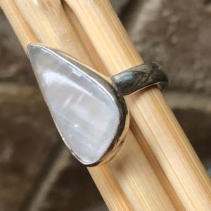 Shop Selenite Rings! Genuine White Selenite 925 Solid Sterling Silver Ring Size 7 | Natural genuine Selenite rings, simple unique handcrafted gemstone rings. #rings #jewelry #shopping #gift #handmade #fashion #style #affiliate #ad