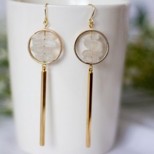 Shop Angel Aura Quartz Earrings! Gold Circle Crystal Earrings, Gold Plated + Angel Aura Quartz | Natural genuine Angel Aura Quartz earrings. Buy crystal jewelry, handmade handcrafted artisan jewelry for women.  Unique handmade gift ideas. #jewelry #beadedearrings #beadedjewelry #gift #shopping #handmadejewelry #fashion #style #product #earrings #affiliate #ad