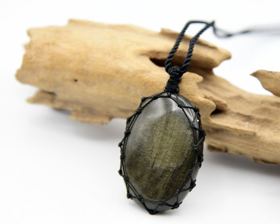 Gold Fire Obsidian Necklace, Golden Obsidian Sun Necklace- Sun Stone Jewelry, Eco Friendly Gifts/ Birthday Gift For Boyfriend, Men's Pendant