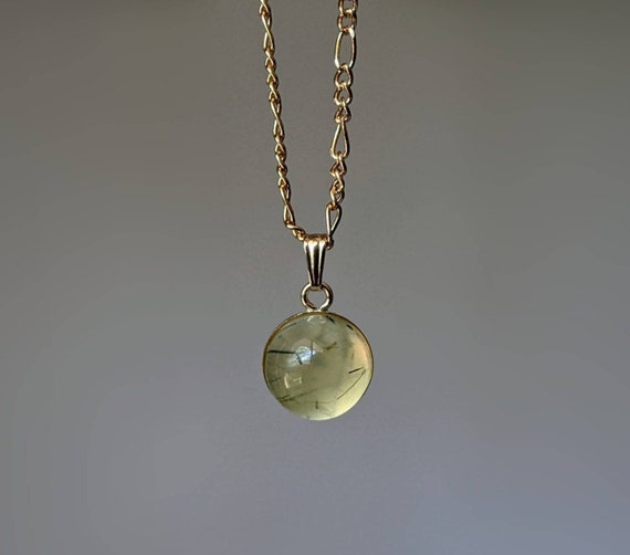 Gold Prehnite Necklace |prehnite Round Pendant |prehnite Choker |natural Prehnite Necklace |green Gemstone Pendant |prehnite Jewellery