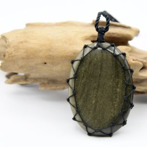 Shop Golden Obsidian Necklaces! Golden – Black Obsidian Necklace, Healing Crystals & Protecting Jewelry, Large Pendant Necklace, Husband Birthday Gift | Natural genuine Golden Obsidian necklaces. Buy crystal jewelry, handmade handcrafted artisan jewelry for women.  Unique handmade gift ideas. #jewelry #beadednecklaces #beadedjewelry #gift #shopping #handmadejewelry #fashion #style #product #necklaces #affiliate #ad