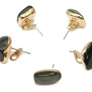 Shop Golden Obsidian Earrings! Golden Obsidian Stud with Loop – Natural Stone Earring Post –  Gold Tone Plated Stone – 316 Surgical Stainless Steel – 15.2x10x7mm – NS1762D | Natural genuine Golden Obsidian earrings. Buy crystal jewelry, handmade handcrafted artisan jewelry for women.  Unique handmade gift ideas. #jewelry #beadedearrings #beadedjewelry #gift #shopping #handmadejewelry #fashion #style #product #earrings #affiliate #ad