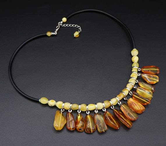 Gorgeous Necklace Made Of Natural Amber - Multicolor Ukrainian Amber Raw - Handmade Jewelry