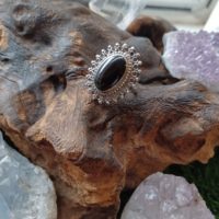 Gothic Style Carved Whitby Jet And Solid Silver Ring | Natural genuine Gemstone jewelry. Buy crystal jewelry, handmade handcrafted artisan jewelry for women.  Unique handmade gift ideas. #jewelry #beadedjewelry #beadedjewelry #gift #shopping #handmadejewelry #fashion #style #product #jewelry #affiliate #ad