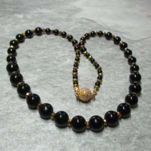 Shop Black Tourmaline Necklaces! Graduated Black Tourmaline Necklace | Natural genuine Black Tourmaline necklaces. Buy crystal jewelry, handmade handcrafted artisan jewelry for women.  Unique handmade gift ideas. #jewelry #beadednecklaces #beadedjewelry #gift #shopping #handmadejewelry #fashion #style #product #necklaces #affiliate #ad