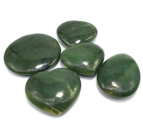Green Color Beautiful Nephrite Jade Palms And Hearts 457 Grams