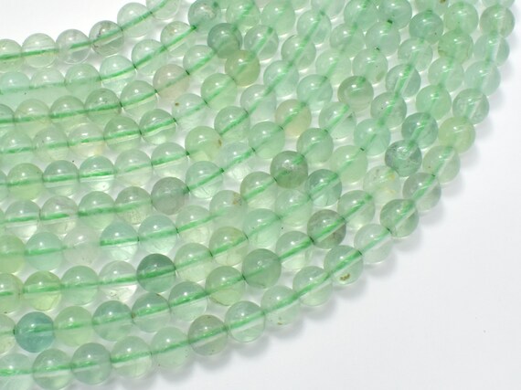 Green Fluorite Beads, 6mm (6.5mm) Round Beads, 15 Inch, Full Strand, Approx. 61 Beads, Hole 1 Mm (224054026)