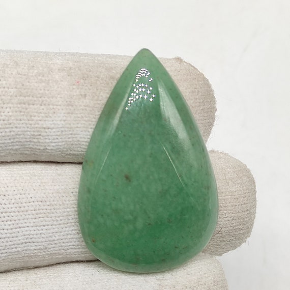 Green Jade Cabochon 36x23x6 Mm Pear Shape 45ct Natural Green Jadeite Gemstone For Jewelry Wire Wrapping Cab001416