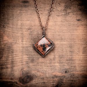 Handmade Mahogany Obsidian Pendant Crystal Necklace for Wife –  Gift For Her – Gift for him | Natural genuine Mahogany Obsidian jewelry. Buy crystal jewelry, handmade handcrafted artisan jewelry for women.  Unique handmade gift ideas. #jewelry #beadedjewelry #beadedjewelry #gift #shopping #handmadejewelry #fashion #style #product #jewelry #affiliate #ad