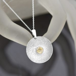 Shop Yellow Sapphire Pendants! Handmade Sapphire Pendant, Round Sterling Silver Light Yellow Sapphire Necklace, Gemstone Pendant | Natural genuine Yellow Sapphire pendants. Buy crystal jewelry, handmade handcrafted artisan jewelry for women.  Unique handmade gift ideas. #jewelry #beadedpendants #beadedjewelry #gift #shopping #handmadejewelry #fashion #style #product #pendants #affiliate #ad
