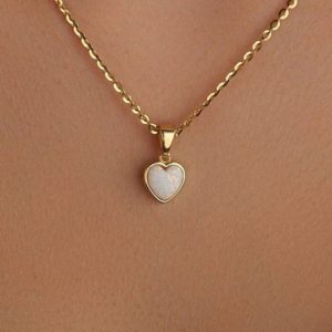 Shop Gemstone & Crystal Necklaces! Heart Opal Necklace, White Opal Necklace in 14K Gold, Heart Opal Pendant Necklace in Silver, Everyday Necklace For Women, Opal Necklace | Natural genuine Gemstone necklaces. Buy crystal jewelry, handmade handcrafted artisan jewelry for women.  Unique handmade gift ideas. #jewelry #beadednecklaces #beadedjewelry #gift #shopping #handmadejewelry #fashion #style #product #necklaces #affiliate #ad