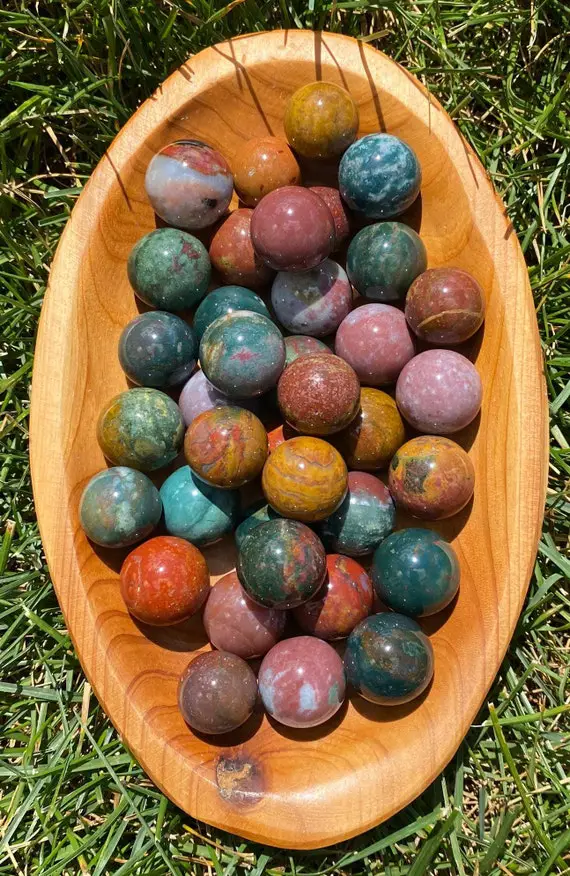 High Quality Ocean Jasper Spheres  - 3 Piece - 5 Pieces - Healing - Crystal - Gemstone - Reiki - Colorful - Metaphysical
