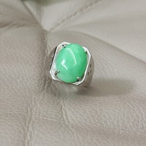 Shop Jade Rings! Jade Ring, Jadeite Jade Ring, Oval Shape, Silver Adjustable Ring, Free Size US6.5-10, Untreated Genuine Jadeite, Grade A Jade | Natural genuine Jade rings, simple unique handcrafted gemstone rings. #rings #jewelry #shopping #gift #handmade #fashion #style #affiliate #ad
