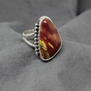 Ladies Mookaite Sterling Silver Handmade Ring, 925 Silver, Gift For Her, Under 90 Dollars, Silver Ring,  Red Jasper Ring, #2292 | Natural genuine Mookaite Jasper rings, simple unique handcrafted gemstone rings. #rings #jewelry #shopping #gift #handmade #fashion #style #affiliate #ad