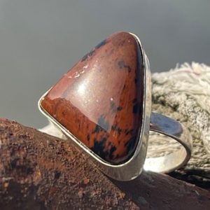 Shop Mahogany Obsidian Rings! Large mahogany obsidian ring, unique jewellery, red gemstone ring, boho ring, romantic gift fir him. Ethical jewellery, unusual gift for her | Natural genuine Mahogany Obsidian rings, simple unique handcrafted gemstone rings. #rings #jewelry #shopping #gift #handmade #fashion #style #affiliate #ad