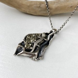 Shop Pyrite Pendants! Large pendant, sterling silver Raw pyrite pendant for women, abstract style pendant, golden stone gemstone pendant made in Armenia | Natural genuine Pyrite pendants. Buy crystal jewelry, handmade handcrafted artisan jewelry for women.  Unique handmade gift ideas. #jewelry #beadedpendants #beadedjewelry #gift #shopping #handmadejewelry #fashion #style #product #pendants #affiliate #ad