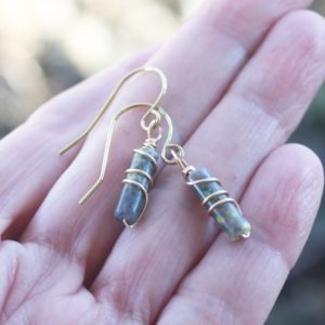 Shop Lepidolite Earrings! Lepidolite Cylinder Drop Earrings, Gold plated, gemstone earrings, gemstone jewelry, rustic earrings, rustic jewelry, natural stone earrings | Natural genuine Lepidolite earrings. Buy crystal jewelry, handmade handcrafted artisan jewelry for women.  Unique handmade gift ideas. #jewelry #beadedearrings #beadedjewelry #gift #shopping #handmadejewelry #fashion #style #product #earrings #affiliate #ad