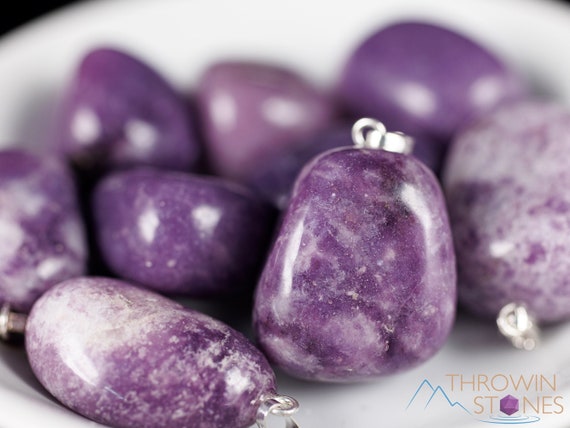 Lepidolite Pendant - Tumbled Crystals And Stones, Unique Jewelry, Crystal Pendant,  E1390