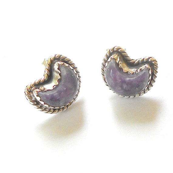 Lepidolite Sterling Silver Moon Earrings Earthegy #1495