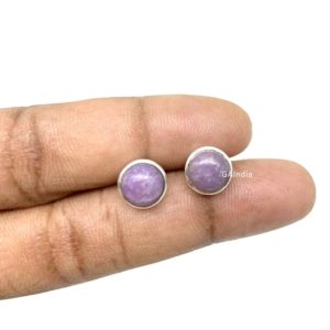 Shop Lepidolite Earrings! Lepidolite Stud Earrings, 8mm Lepidolite Post Earrings, Gemstone Stud Earring, 925 Sterling Silver Stud Earrings, Everyday Earrings | Natural genuine Lepidolite earrings. Buy crystal jewelry, handmade handcrafted artisan jewelry for women.  Unique handmade gift ideas. #jewelry #beadedearrings #beadedjewelry #gift #shopping #handmadejewelry #fashion #style #product #earrings #affiliate #ad
